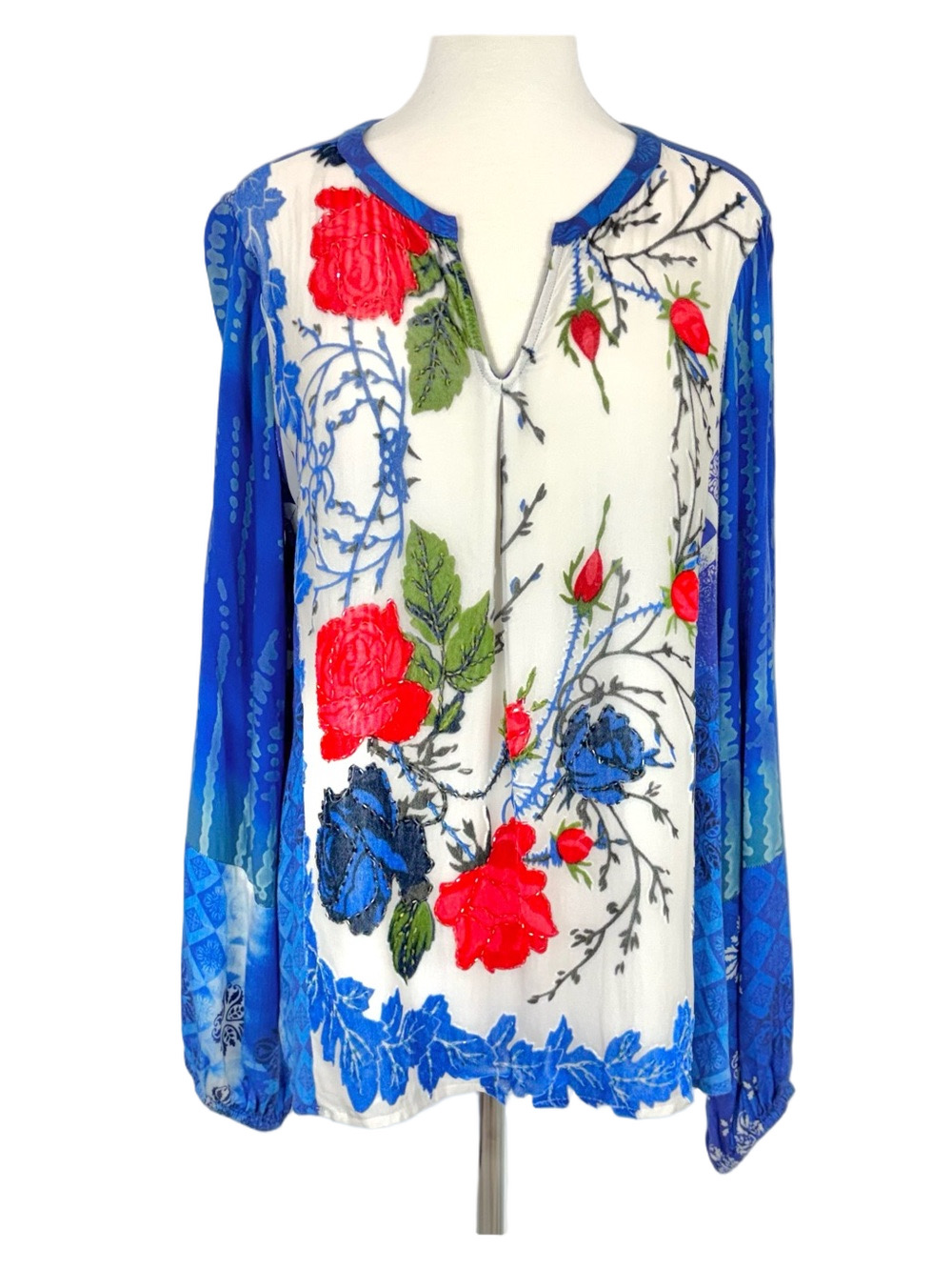 Hale Bob floral silk-blend beaded blouse